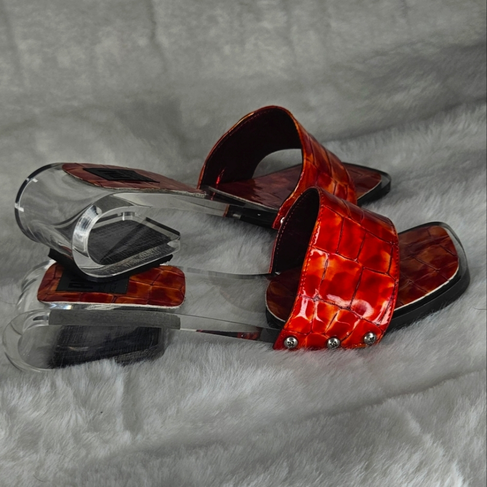 PROLO MOSCHINO Aligator Lucite Sandals Sz 37 (US 7)